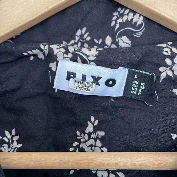 Rixo Cleo Ditsy Bunch Black Longline Quilted Jacket - Picture 9 of 14